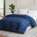 LammaLoe Cal King Comforter - Quilted Down Alternative All-Season Duvet Navy - Corner Tabs