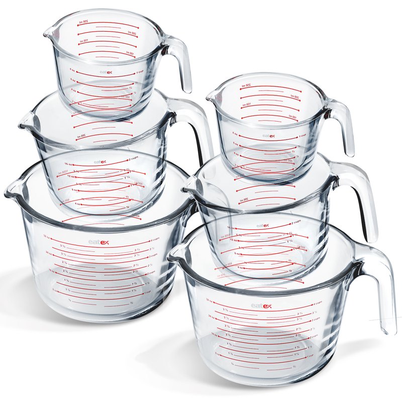 Glass Measuring Cup Set - 6 Piece Borosilicate Measuring Cups
