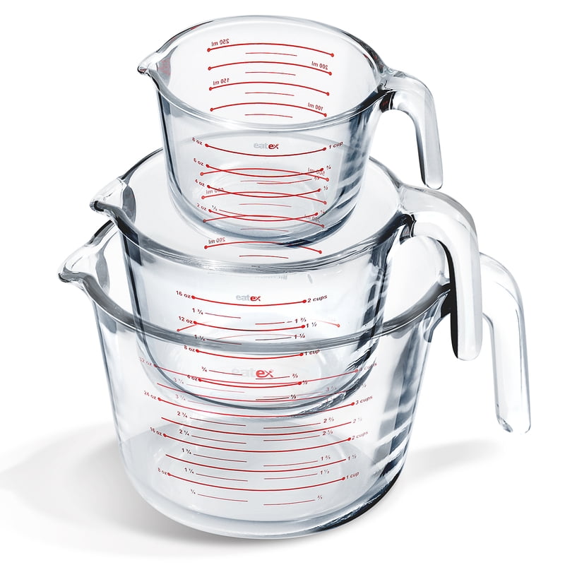 3-Piece Borosilicate Glass Measuring Cup Set - Dishwasher Safe