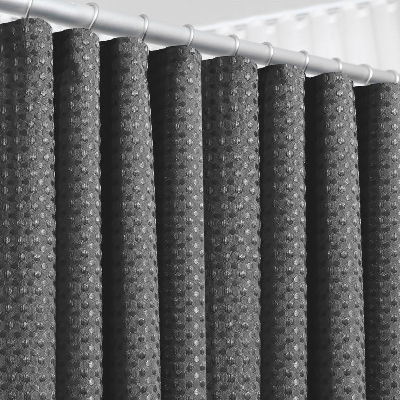 Gray Waffle Weave Heavy Duty Shower Curtain - 72x72 Inches, Hotel Style - Single Variation