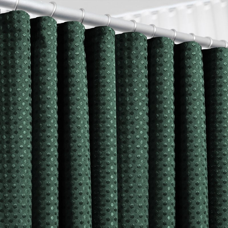 Hunter Green Waffle Shower Curtain - Heavy Duty 72x72 Inch Bathroom Fabric, Luxury Hotel Style, Single