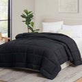 Queen Comforter Set - Quilted Down Alternative All-Season Duvet with Corner Tabs - Black