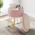 Small Round Ottoman with Storage - Velvet Foot Stool