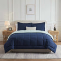 LammaLoe Twin Comforter - Quilted Down Alternative All-Season Duvet in Navy/Light Blue