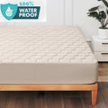 Twin Waterproof Mattress Pad Cover - Beige, Deep Pocket Fit 8-21 inches, Quilted Fitted Protector