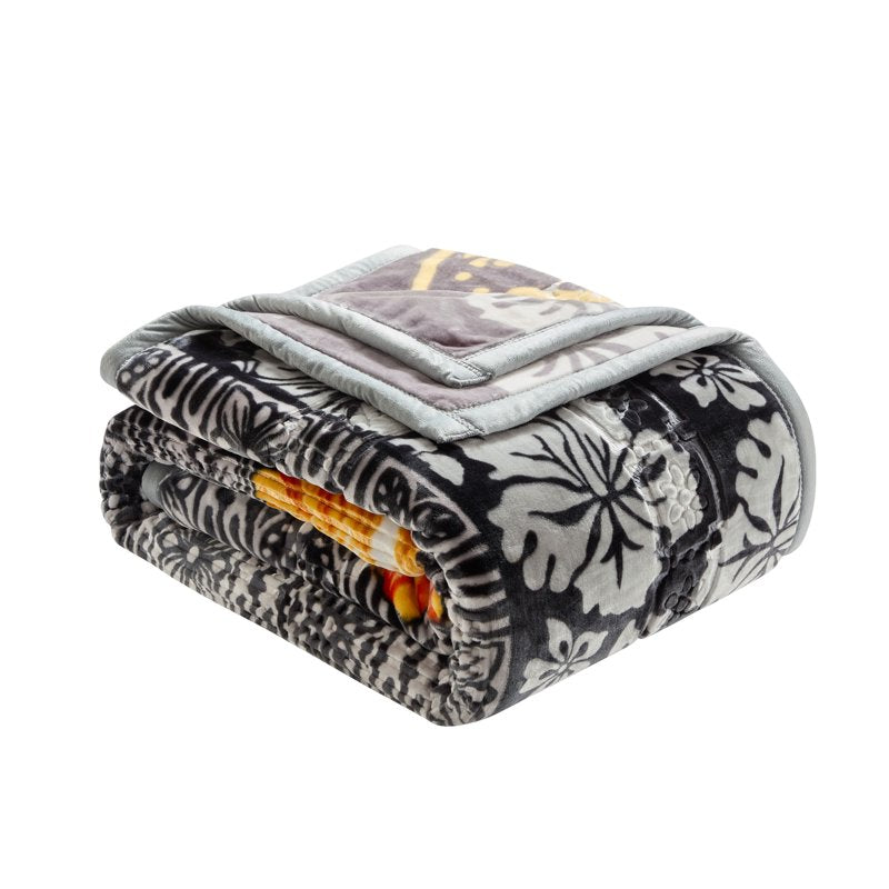 King Size Korean Mink Blanket - Reversible Heavyweight Gray Winter Bed Cover 87x94