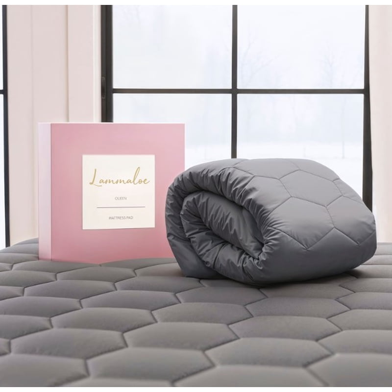 Lammaloe Queen Size Quilted Waterproof Mattress Protector - Gray, Deep Pocket 8-21 Inch