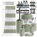Sage Green Bathroom Accessory Set with Shower Caddy - Modern Shower & Storage Kit
