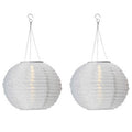 Solar Outdoor Lanterns - Waterproof Nylon Hanging Garden Lights, 2 Pack, 25cm, White