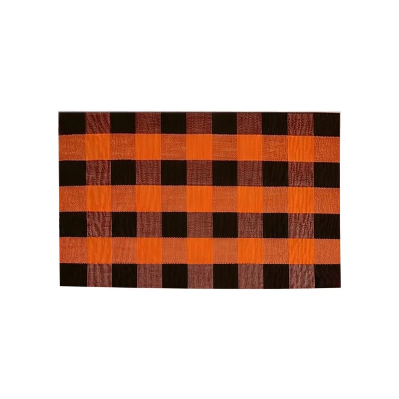 A1-Brown Thanksgiving Plaid Doormat - Large Washable Layered Entry Rug 19.6x31.5in