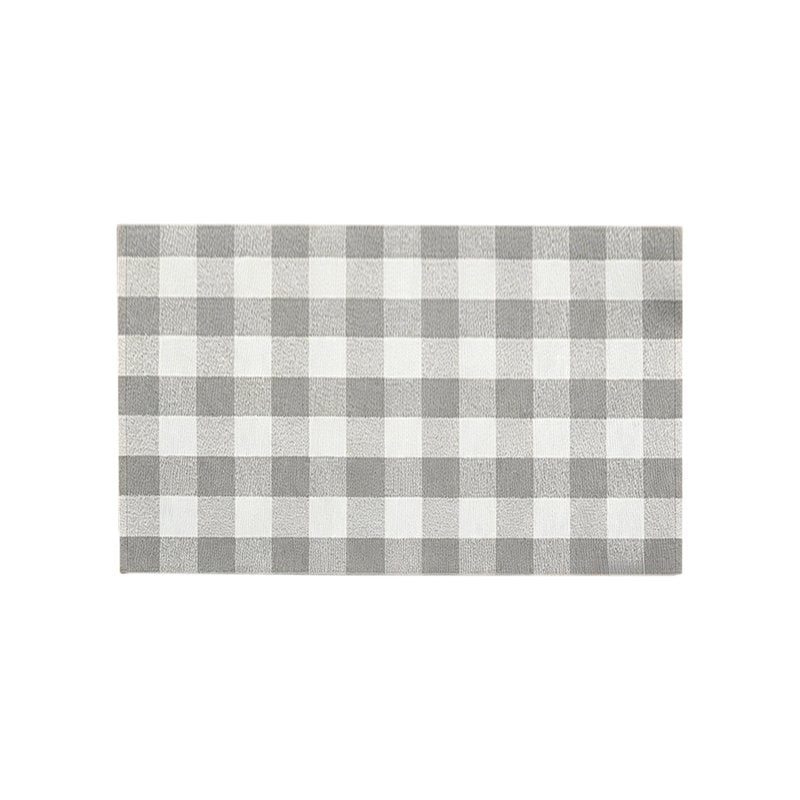 Large Thanksgiving Plaid Doormat - Gray Cotton Blend Layered Entry Rug, 19.6x31.5in
