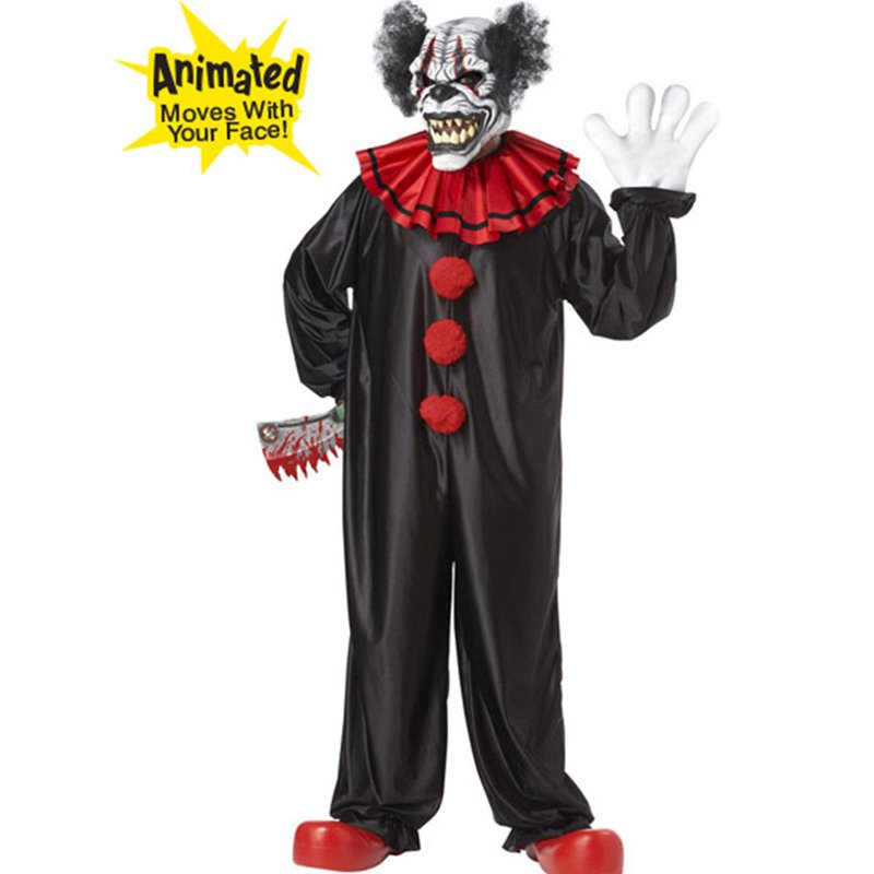 Men's Clown Costume with Mask and Jumpsuit - Humorous Last Laugh