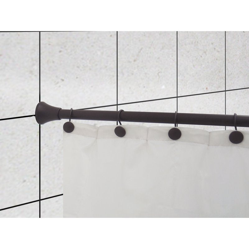 Lavender & Sage Black Adjustable Shower Curtain Rod Set 42-72 Inches with 12 Hooks
