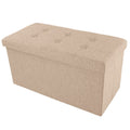 30-Inch Folding Storage Ottoman Bench with Removable Bin - Beige