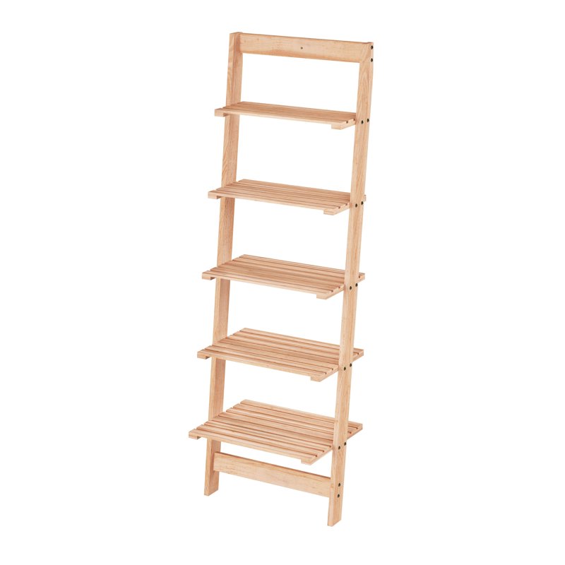 50-Inch Wooden Ladder Bookshelf with Rustic Oak Finish
