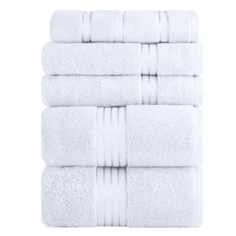Multi-Color 6-Piece Cotton Towel Set - Bath Hand & Washcloths - Spa Quality