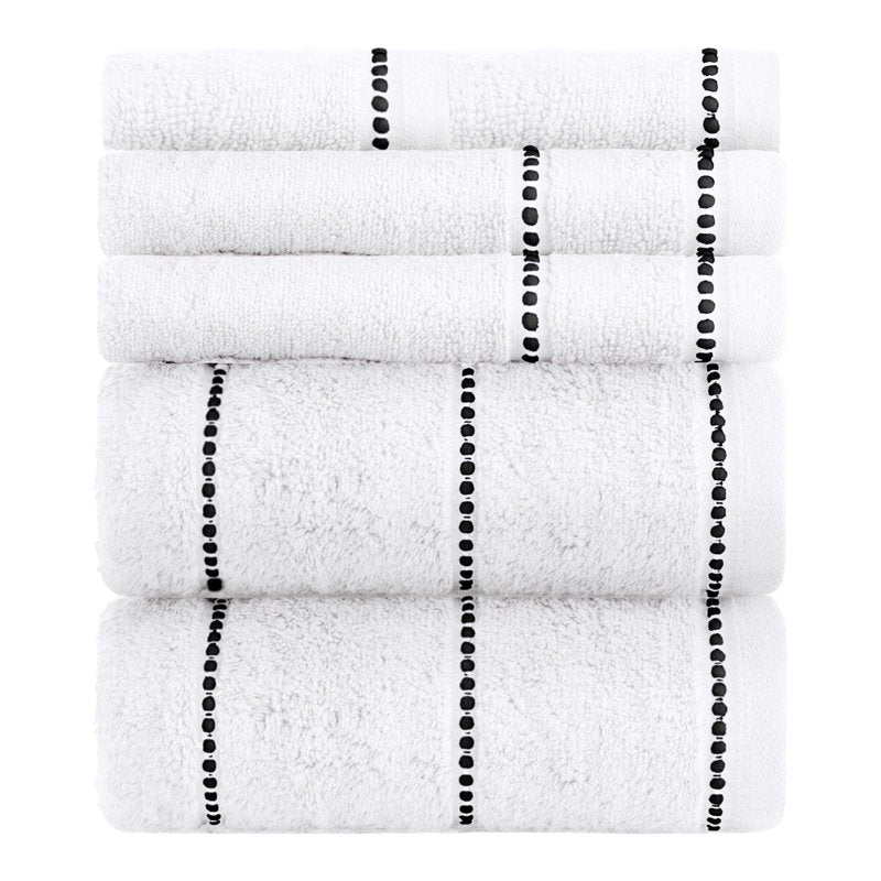 White 6-Piece Cotton Towel Set - Bath, Gym & Spa Towels, 525 GSM