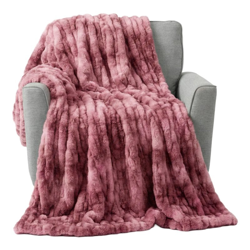 Pink Faux Fur Throw Blanket 60x80 Inch Cozy Bed Sofa Accessory - Lavish Home