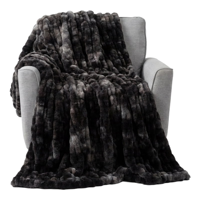 Faux Fur Throw Blanket 60x80 Black - Plush Cozy Sofa & Bed Accessory