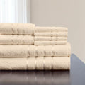 Beige Cotton Towel Set - 8-Piece Bath & Spa Towels for Home & Gym - Bone Variation
