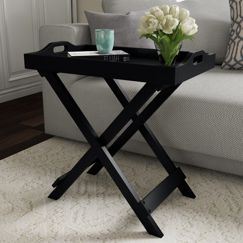 Folding End Table with Removable Tray - Multiple Colors