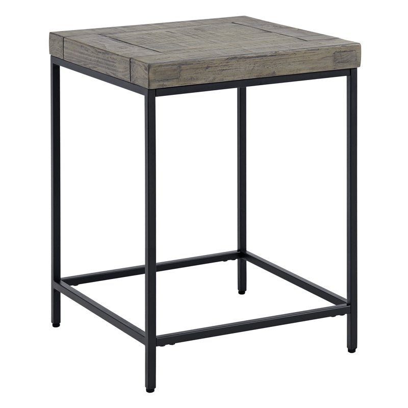 Industrial Modern Accent End Table - Gray Wood Top & Metal Frame