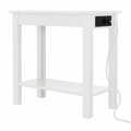 Narrow Side Table with Charging Station & Storage Shelf
