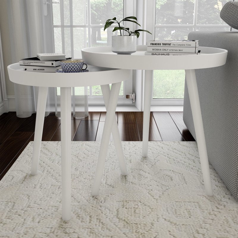 Nesting End Tables Set of 2 - Modern Circular Accent Tables