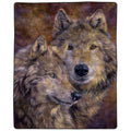 Queen-Size Faux Mink Weighted Blanket with Pair of Wolves - Blue Wolf Decor