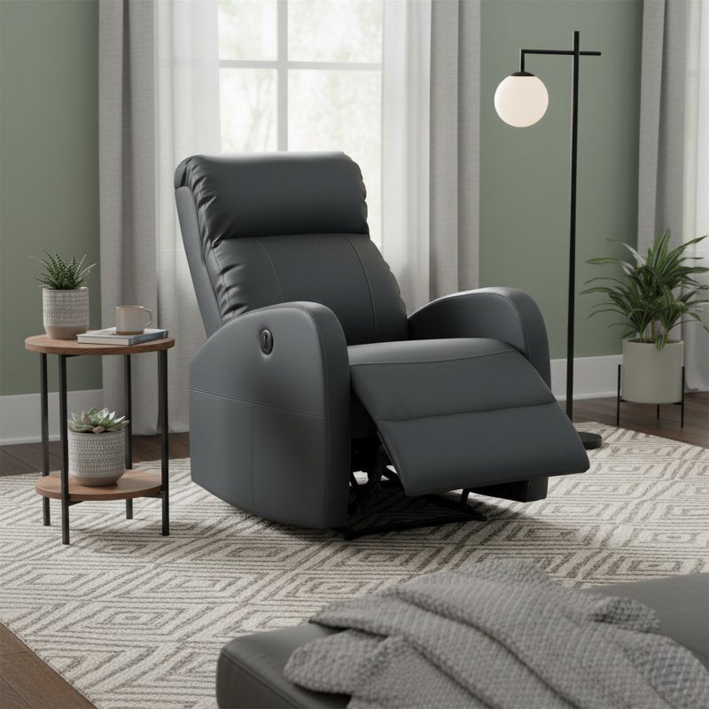 Power Reclining Chair with Lumbar Massage & USB Port - Black