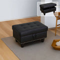 Faux Leather Storage Ottoman Bench with Button Tufted Design