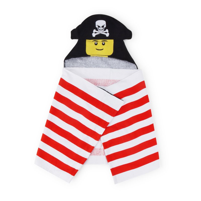 LEGO Pirate Kids Hooded Towel - Cotton, White & Red, 22 x 51 Inches