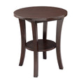 Solid Wood Round End Table with Shelf for Living Room