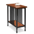 Leick Home Ironcraft Rustic Wood and Metal Narrow Chairside End Table with Shelf - Mission Oak/Matte Black - Variation of THIS listing