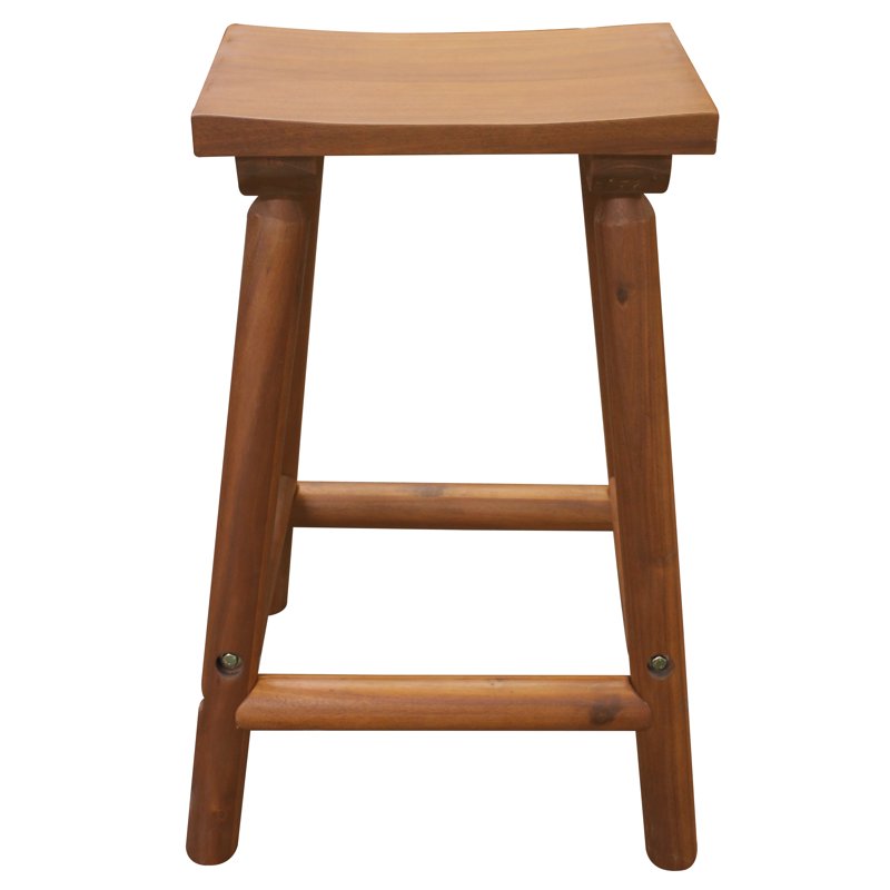 Amber-Log Wooden Outdoor Bar Stool - No Back, Acacia Hardwood