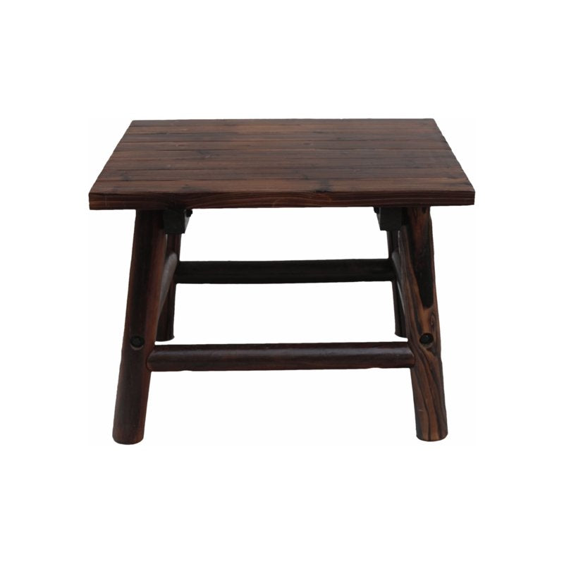 Rectangular Char-Log Outdoor Patio End Table - Brown