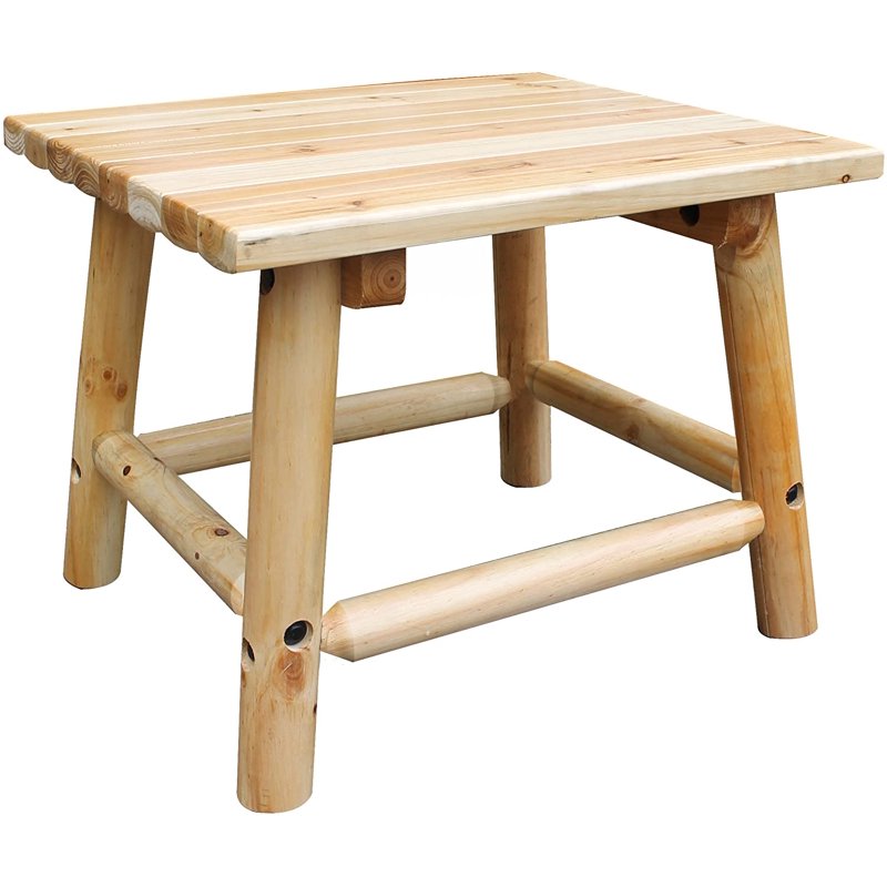 Aspen Outdoor Wood End Table - Natural Finish, Handcrafted