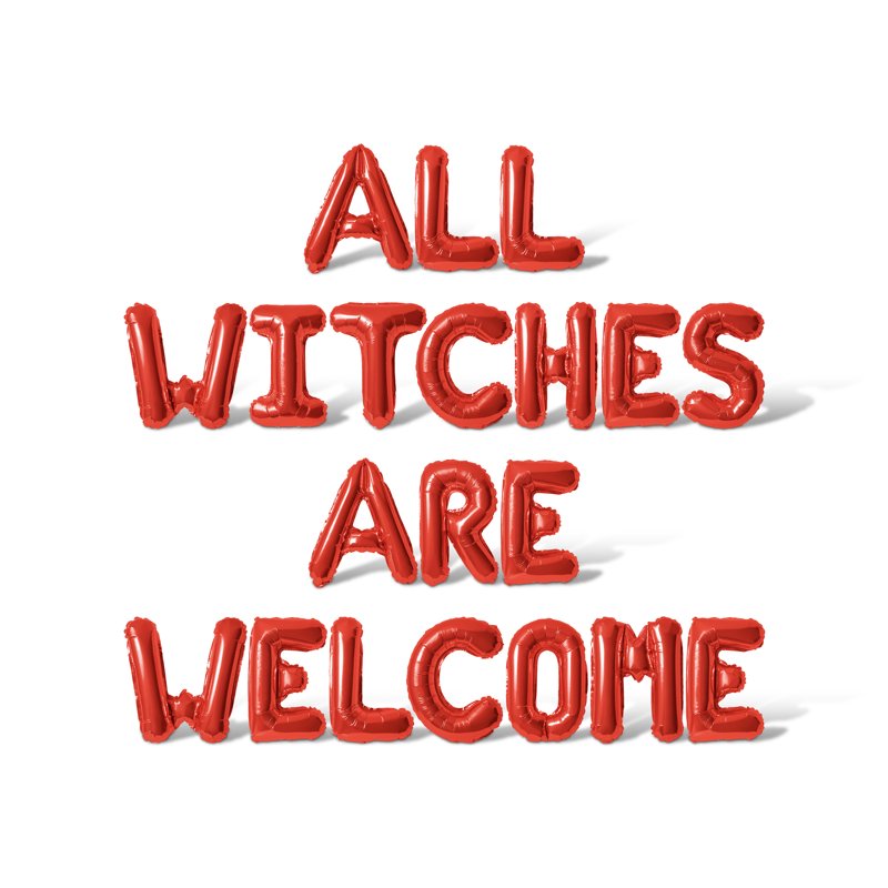 Red Letter Balloons - All Witches Are Welcome 16-inch Foil Halloween Party Banner