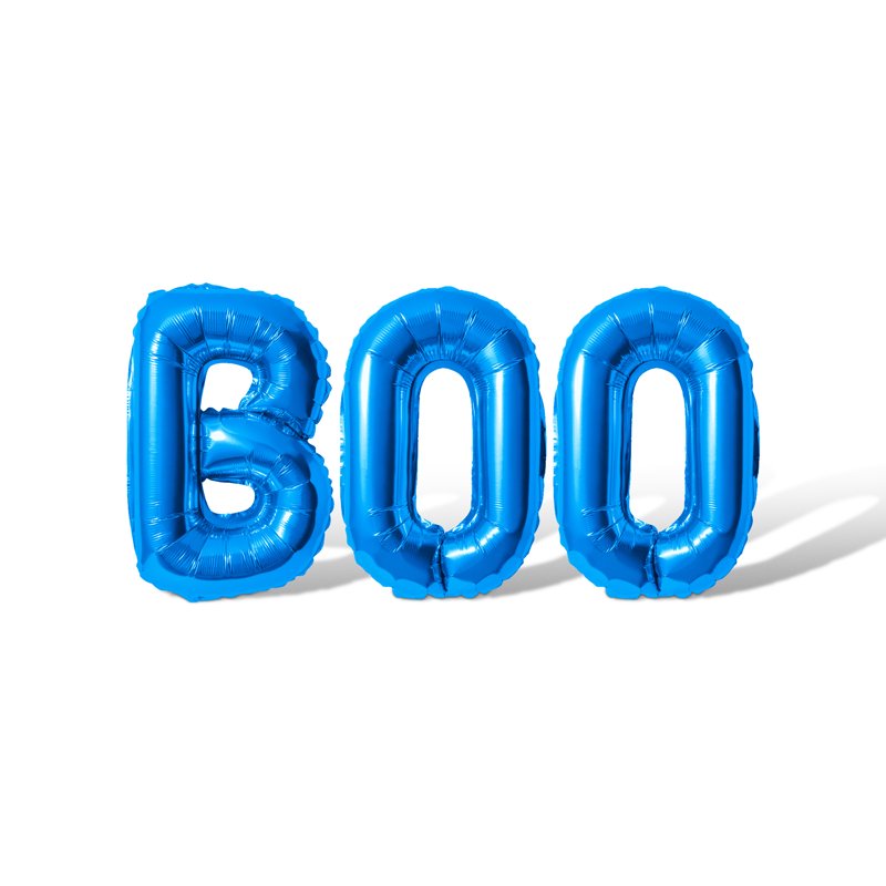 Blue Letter Balloons - 16-Inch Alphabet Foil Balloon Halloween Party Banner - BOO