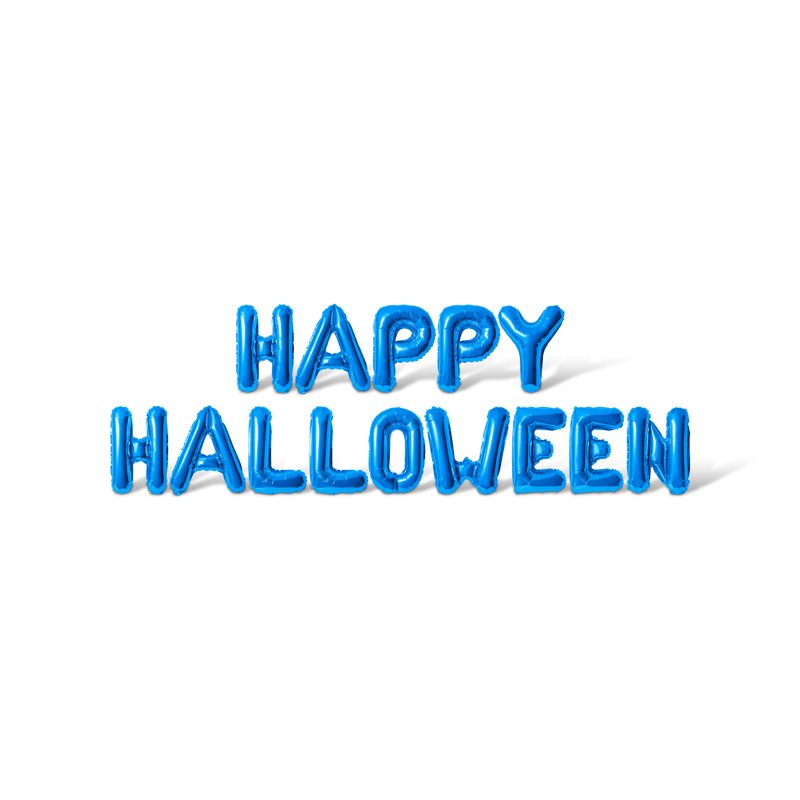 Blue Letter Balloons - HAPPY HALLOWEEN 16-Inch Foil Alphabet Banner for Halloween Party