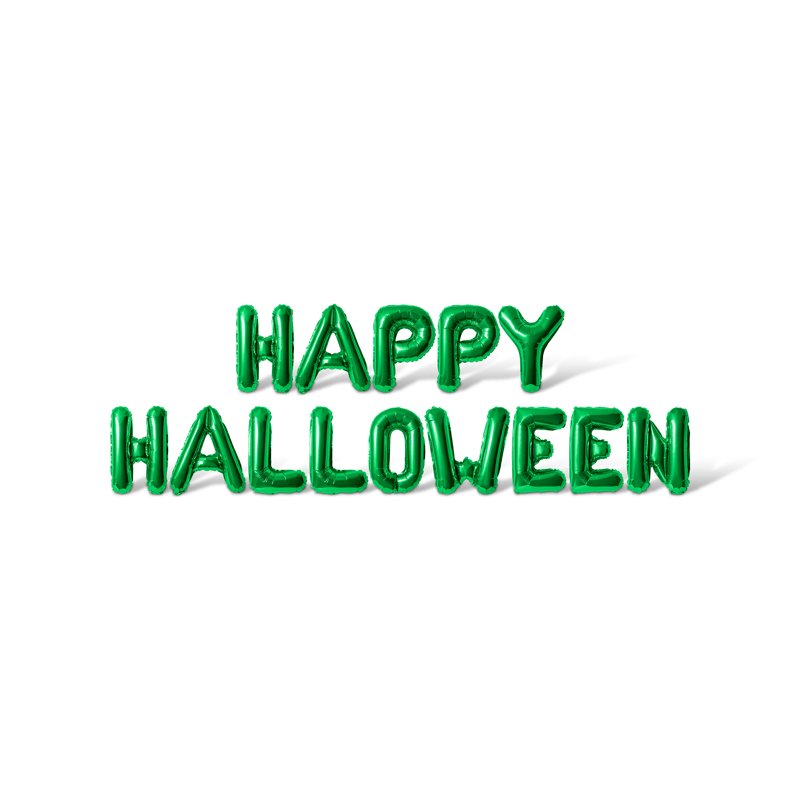 Green Letter Balloons - HAPPY HALLOWEEN 16-Inch Foil Alphabet Banner for Halloween Party