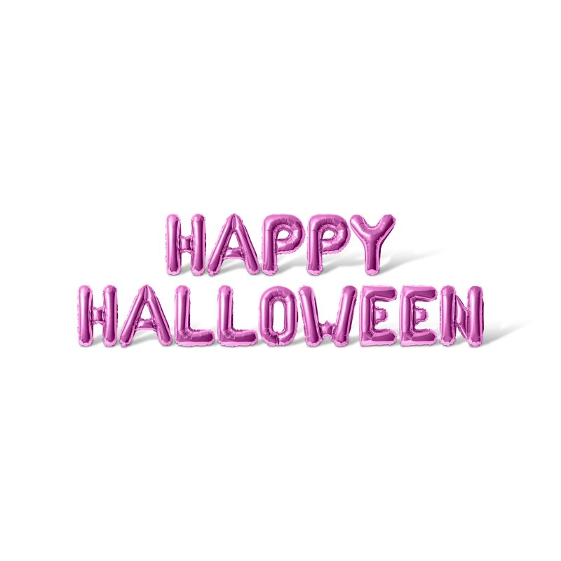 Pink Happy Halloween Letter Balloons - 16-Inch Alphabet Foil Balloons for Party Decor