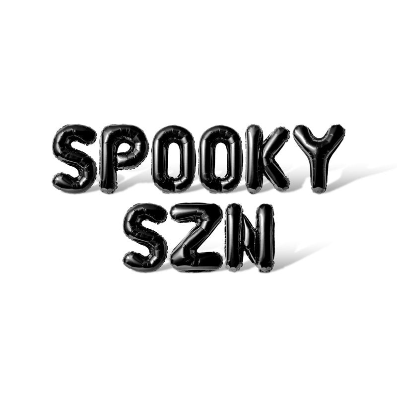 Black Spooky Szn Letter Balloons - 16 Inch Alphabet Foil Balloons for Halloween Party Banner