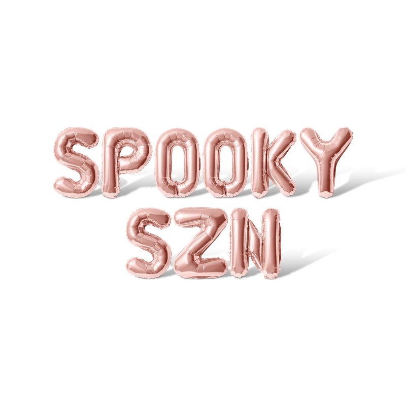 Letter Balloons - SPOOKY SZN 16-Inch Alphabet Foil Balloon Banner, Rose Gold