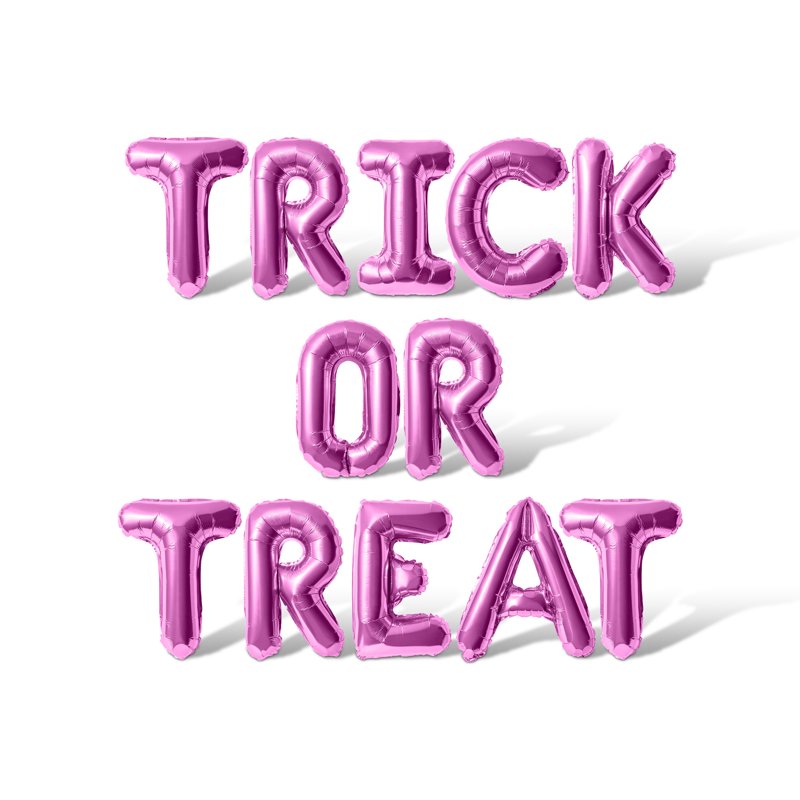 Pink Trick or Treat Letter Balloons - 16 Inch Foil Alphabet Banner for Halloween Party