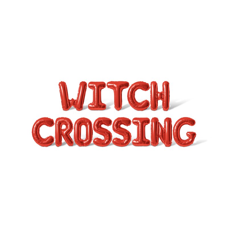 Halloween Letter Balloons - WITCH CROSSING Red 16-inch Foil Alphabet Banner