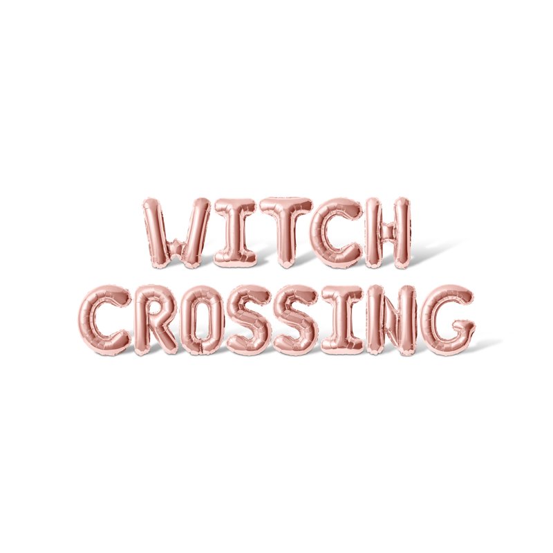 Letter Balloons - WITCH CROSSING 16 Inch Alphabet Foil Balloon Halloween Banner - Rose Gold