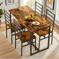 Modern 5-Piece Dining Table Set for 4 - Dark Walnut