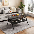 Modern Glass Coffee Table with Lower Shelf - Rectangle Design