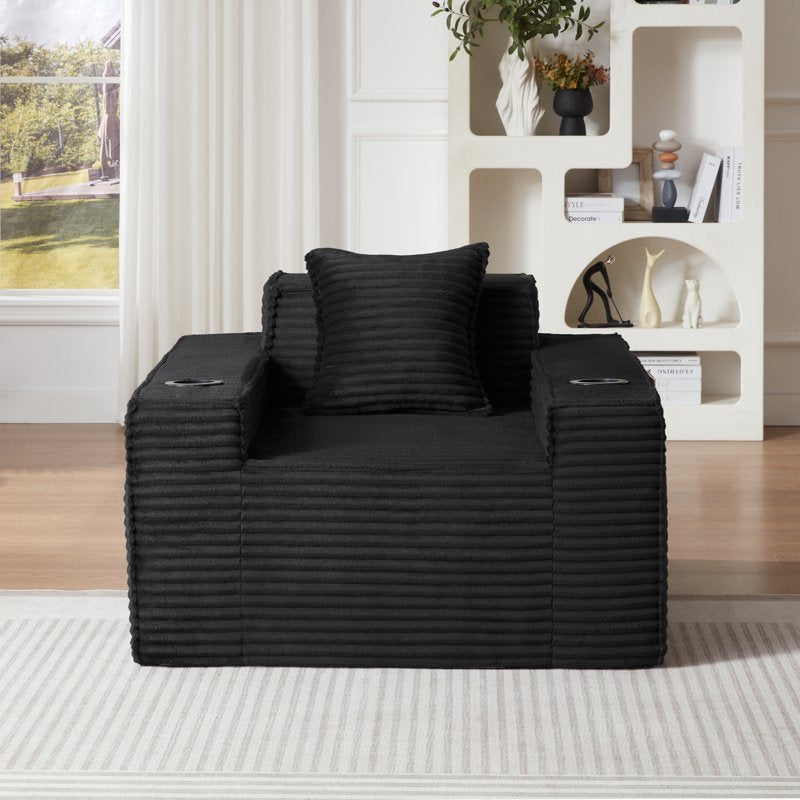 Cloud Sofa Accent Chair with Cupholders - Upholstered Corduroy